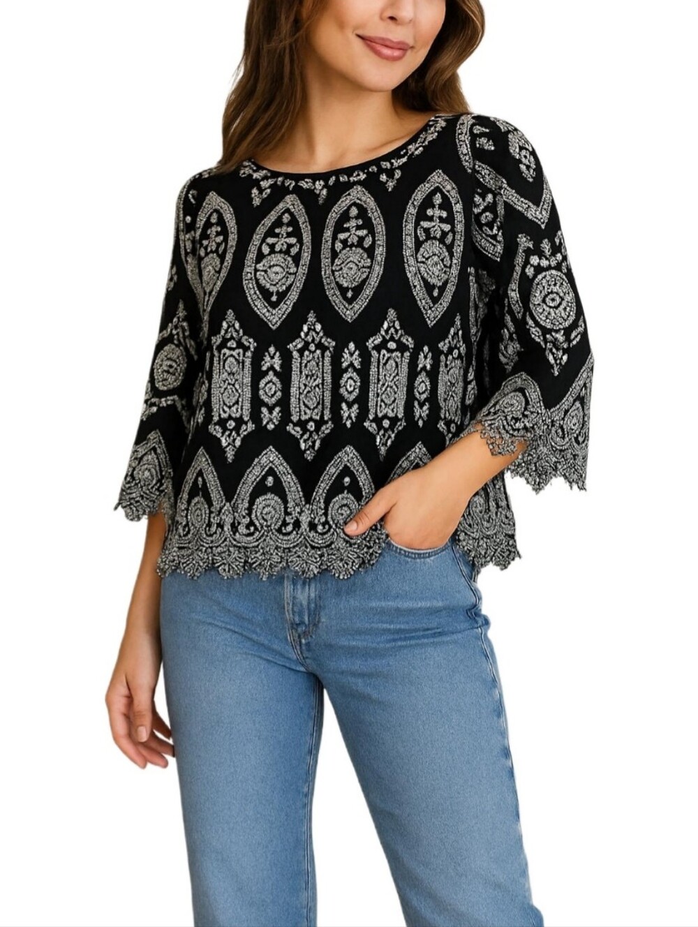 Gap Cotton Embroidered Peasant Blouse
